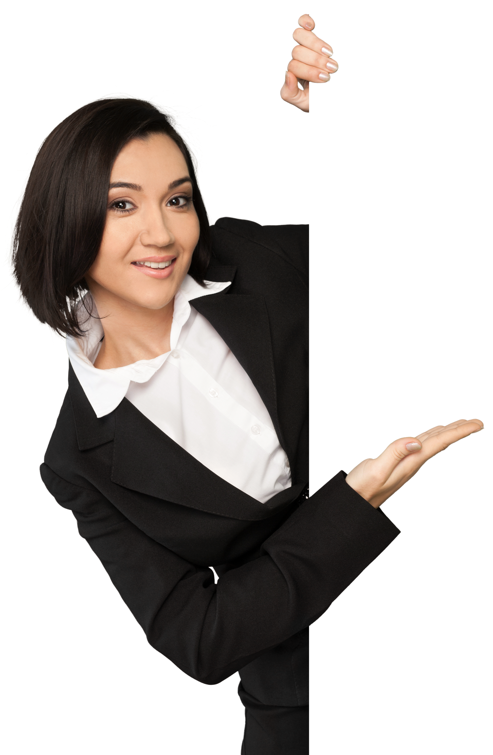 Portrait of a Businesswoman behind Blank Wall Showing Empty Space